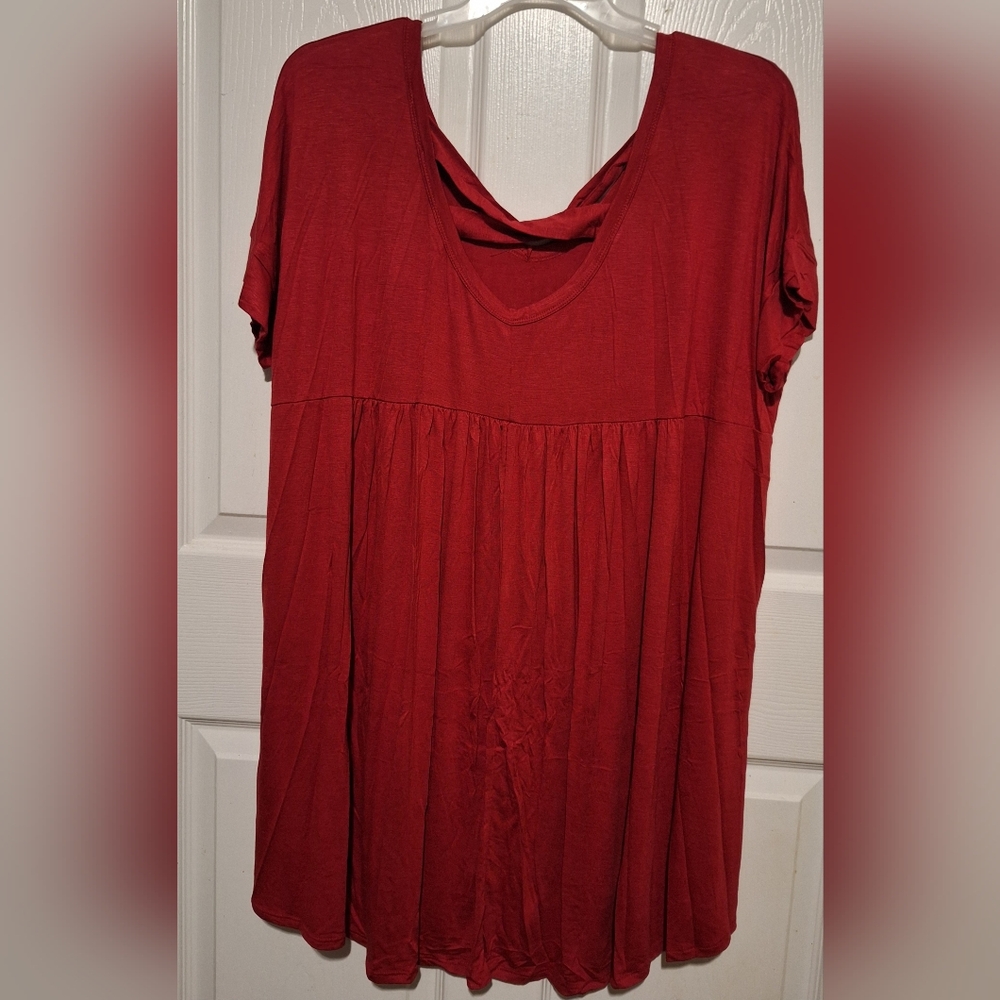 New Shop Basic USA Plus Size Tunic Top Ruby Red